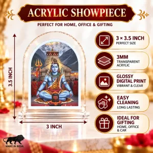 Lord Shiva L Shape Acrylic Showpiece 3 X 3.5 Inch For Home, Office And Car (F176443)