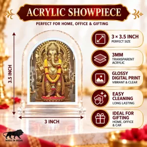 Lord Ganesha L Shape Acrylic Showpiece 3 X 3.5 Inch For Home, Office And Car (F176959)