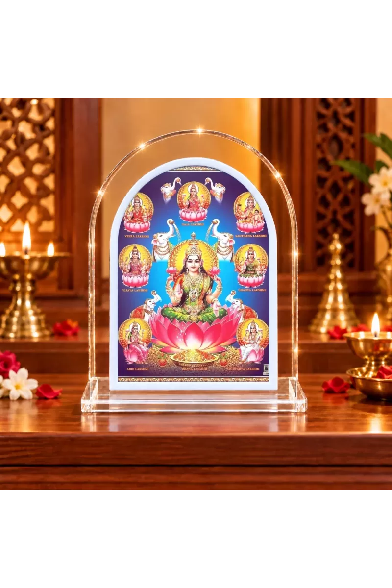 Goddess Astha Lakshmi L Shape Acrylic Showpiece 3 X 3.5 Inch For Home, Office And Car (F176112)