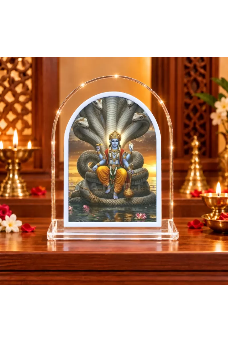 Lord Vishnu L Shape Acrylic Showpiece 3 X 3.5 Inch For Home, Office And Car (F176241)