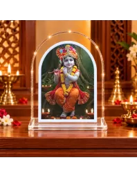 Lord Krishna L Shape Acrylic Showpiece 3 X 3.5 Inch For Home, Office And Car (F176298)