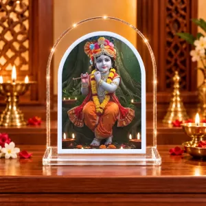 Lord Krishna L Shape Acrylic Showpiece 3 X 3.5 Inch For Home, Office And Car (F176298)