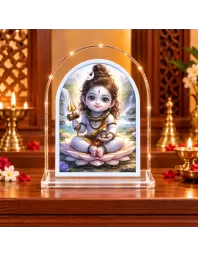 Lord Shiva L Shape Acrylic Showpiece 3 X 3.5 Inch For Home, Office And Car (F176547)