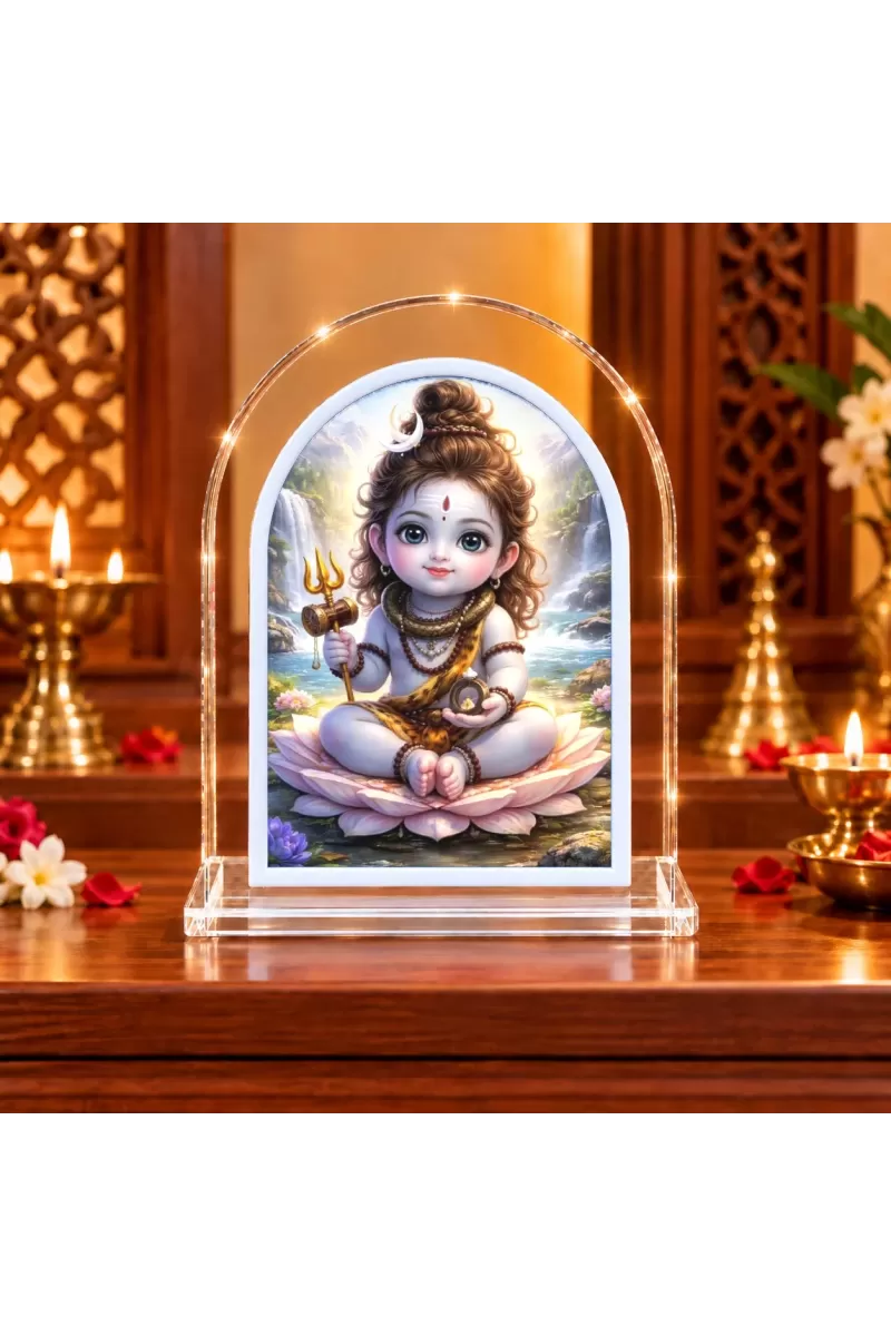 Lord Shiva L Shape Acrylic Showpiece 3 X 3.5 Inch For Home, Office And Car (F176547)