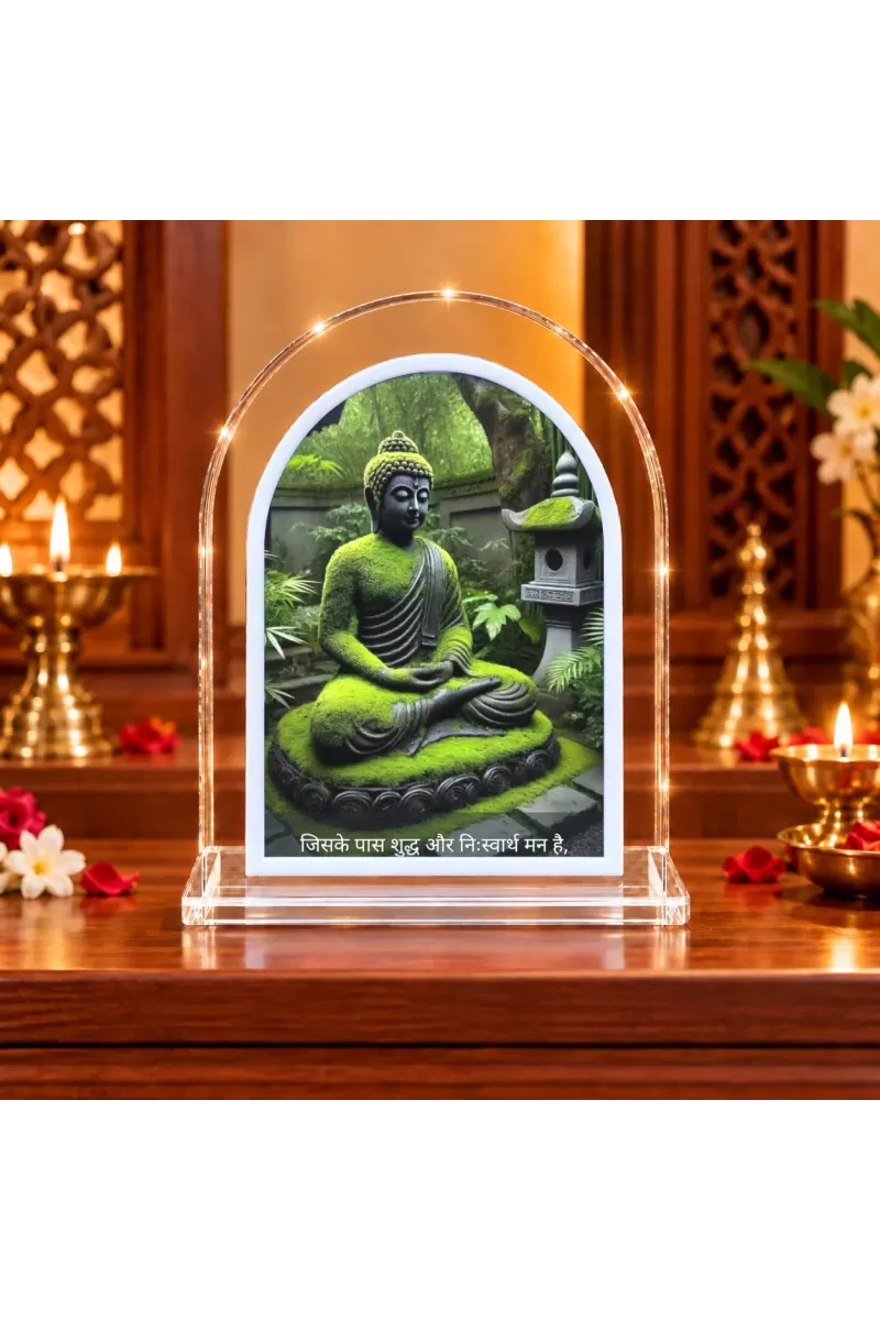 Buddha L Shape Acrylic Showpiece 3 X 3.5 Inch For Home, Office And Car (F176714)