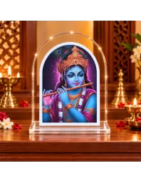 Lord Krishna L Shape Acrylic Showpiece 3 X 3.5 Inch For Home, Office And Car (F176757)