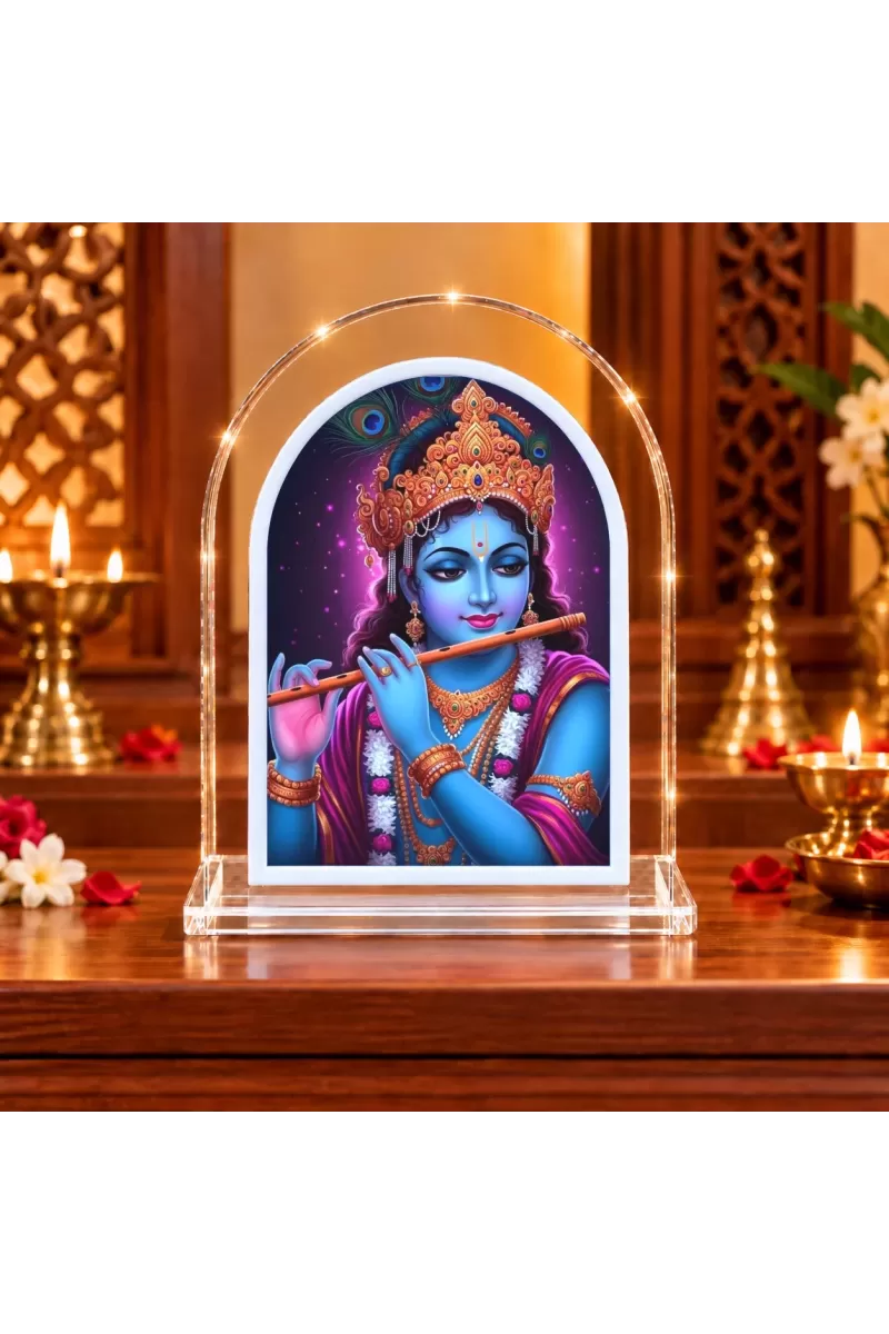 Lord Krishna L Shape Acrylic Showpiece 3 X 3.5 Inch For Home, Office And Car (F176757)