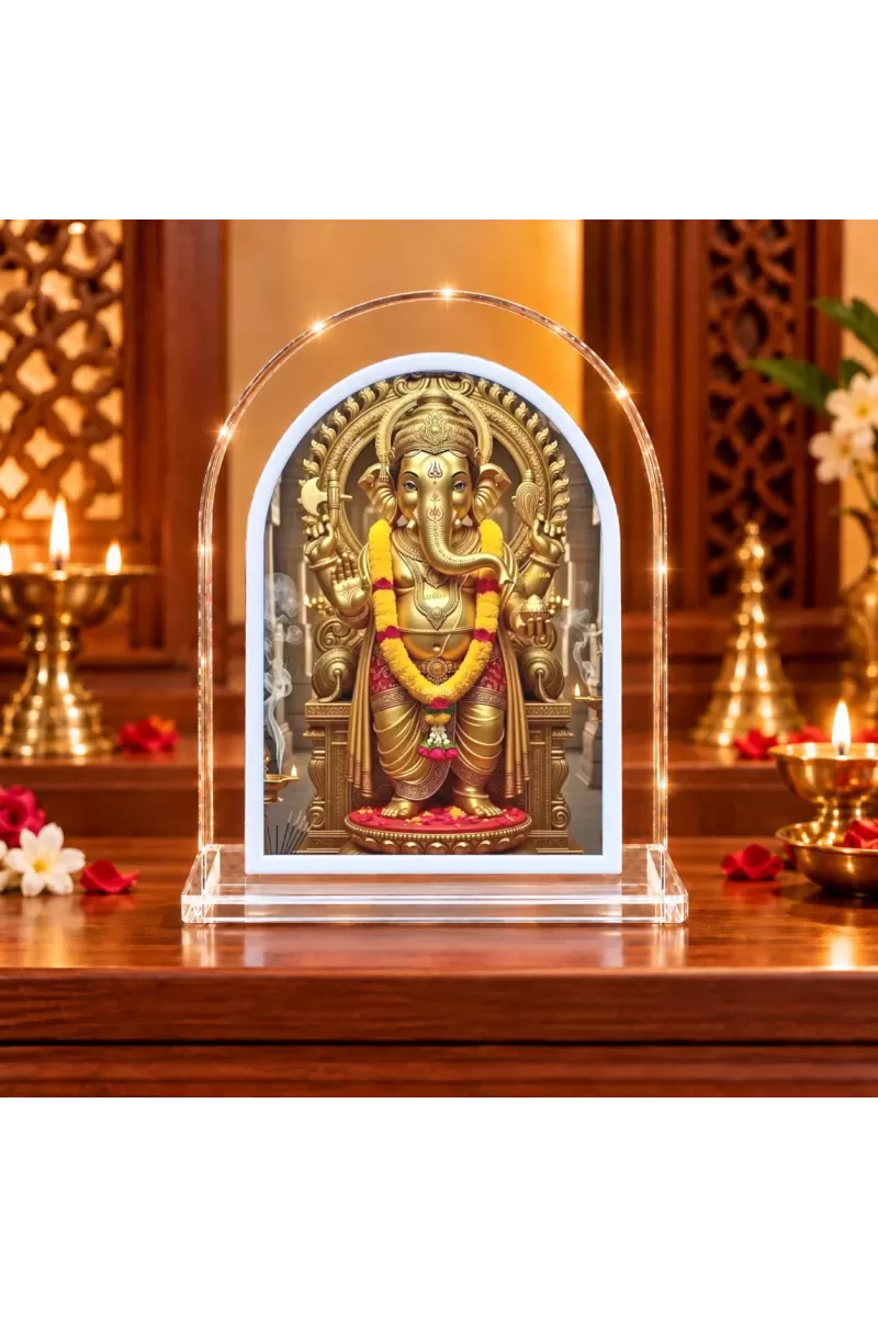 Lord Ganesha L Shape Acrylic Showpiece 3 X 3.5 Inch For Home, Office And Car (F176959)