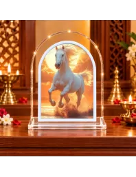 White Horse L Shape Acrylic Showpiece 3 X 3.5 Inch For Home, Office And Car (F177102)