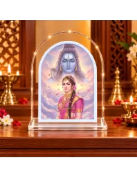 Shiva Parvati L Shape Acrylic Showpiece 3 X 3.5 Inch For Home, Office And Car (F177189)