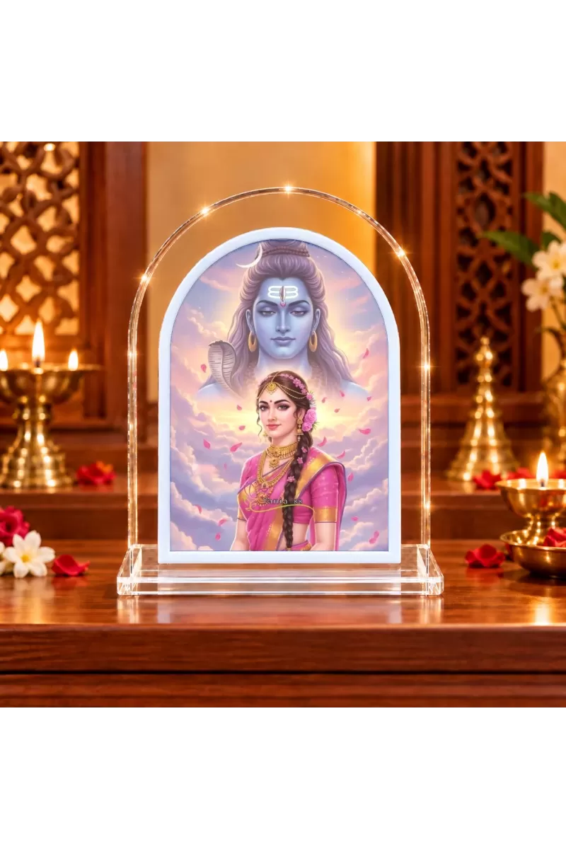 Shiva Parvati L Shape Acrylic Showpiece 3 X 3.5 Inch For Home, Office And Car (F177189)