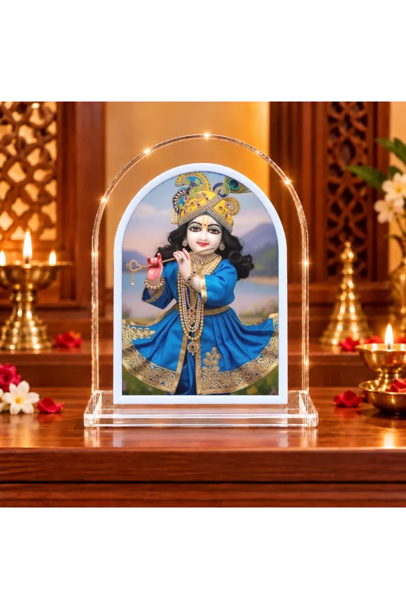 Lord Krishna L Shape Acrylic Showpiece 3 X 3.5 Inch For Home, Office And Car (F177214)
