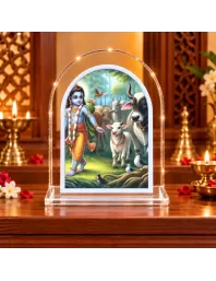 Lord Krishna L Shape Acrylic Showpiece 3 X 3.5 Inch For Home, Office And Car (F177510)