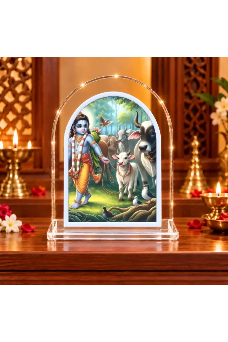 Lord Krishna L Shape Acrylic Showpiece 3 X 3.5 Inch For Home, Office And Car (F177510)