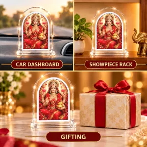 Goddess Lakshmi L Shape Acrylic Showpiece 3 X 3.5 Inch For Home, Office And Car (F176253)