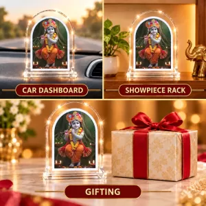Lord Krishna L Shape Acrylic Showpiece 3 X 3.5 Inch For Home, Office And Car (F176298)