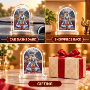 Lord Shiva L Shape Acrylic Showpiece 3 X 3.5 Inch For Home, Office And Car (F176443)