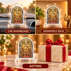 Lord Ganesha L Shape Acrylic Showpiece 3 X 3.5 Inch For Home, Office And Car (F176959)