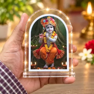 Lord Krishna L Shape Acrylic Showpiece 3 X 3.5 Inch For Home, Office And Car (F176298)