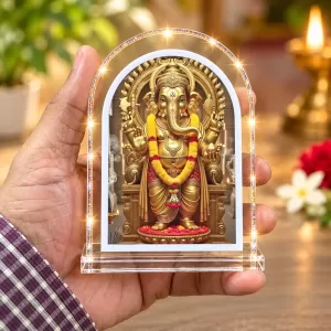 Lord Ganesha L Shape Acrylic Showpiece 3 X 3.5 Inch For Home, Office And Car (F176959)