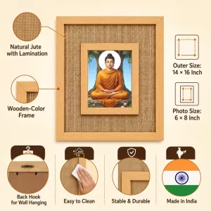 Buddha Laminated Jute Wall Photo Frame, 14 X 16 Inch (F175016)