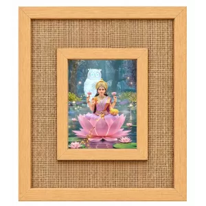 Goddess Lakshmi Laminated Jute Wall Photo Frame, 14 X 16 Inch (F174138)
