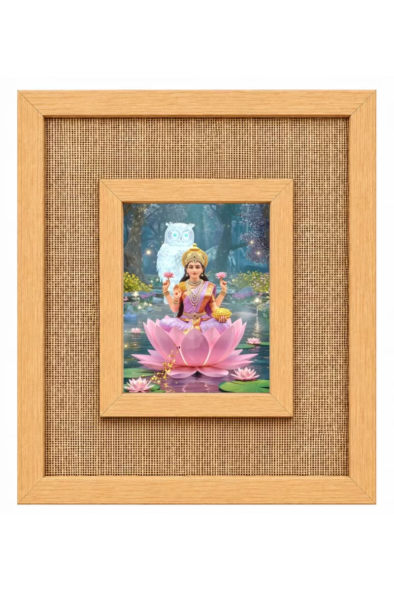 Goddess Lakshmi Laminated Jute Wall Photo Frame, 14 X 16 Inch (F174138)