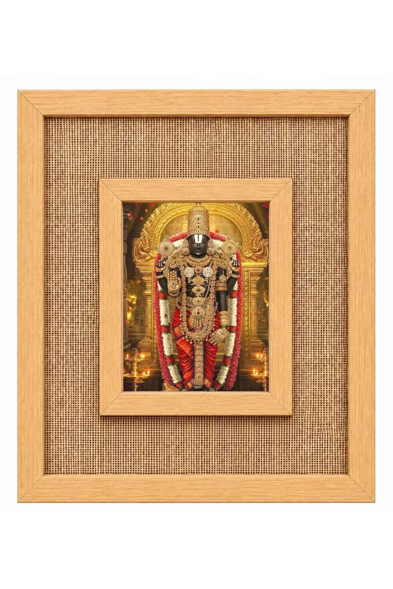 Lord Venkateswara Laminated Jute Wall Photo Frame, 14 X 16 Inch (F174154)