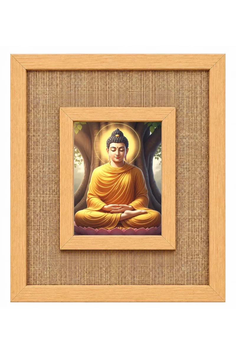 Buddha Laminated Jute Wall Photo Frame, 14 X 16 Inch (F174385)