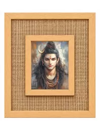 Lord Shiva Laminated Jute Wall Photo Frame, 14 X 16 Inch (F174845)