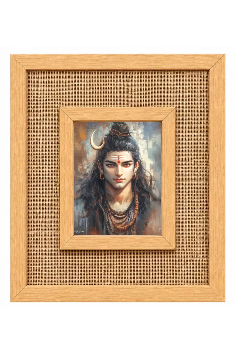 Lord Shiva Laminated Jute Wall Photo Frame, 14 X 16 Inch (F174845)