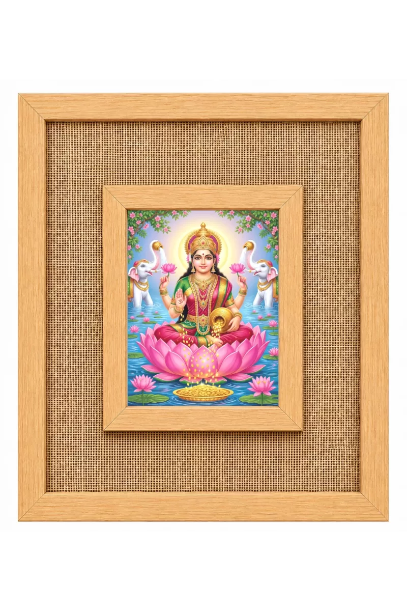 Goddess Lakshmi Laminated Jute Wall Photo Frame, 14 X 16 Inch (F174854)