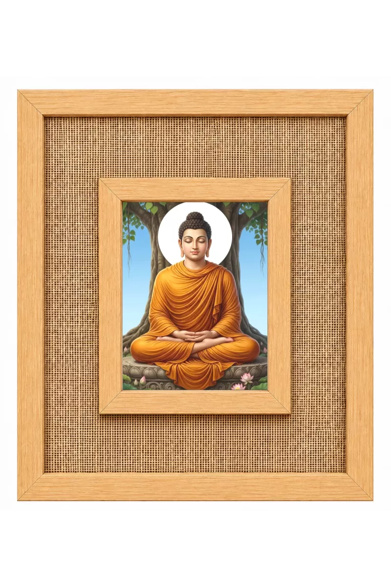 Buddha Laminated Jute Wall Photo Frame, 14 X 16 Inch (F175016)
