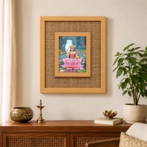 Goddess Lakshmi Laminated Jute Wall Photo Frame, 14 X 16 Inch (F174138)
