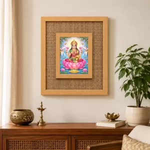 Goddess Lakshmi Laminated Jute Wall Photo Frame, 14 X 16 Inch (F174854)