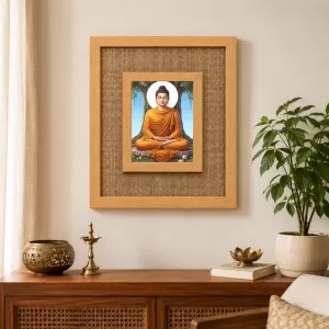 Buddha Laminated Jute Wall Photo Frame, 14 X 16 Inch (F175016)