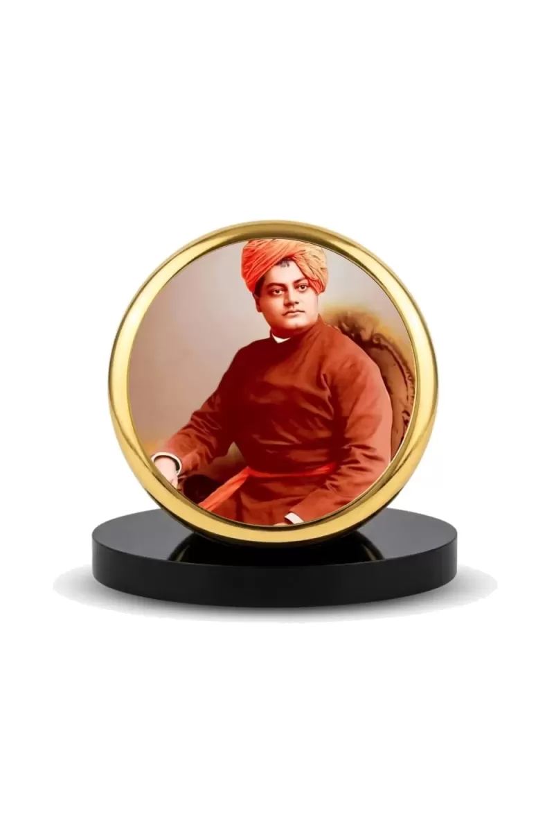 Car Dashboard/Table Top Swami Vivekananda Metal Golden Photo Stand Ã¢â‚¬â€œ 2x2 Inches, Compact & Stylish Spiritual Display For Car, Home & Office (Pack Of 1) (F24511)