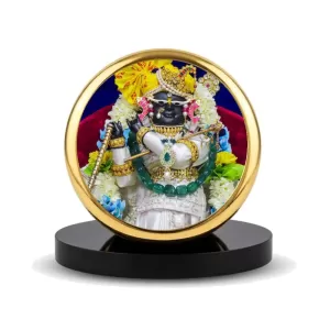 Car Dashboard/Table Top  Radha Raman Lal Metal Golden Photo Stand Ã¢â‚¬â€œ 2x2 Inches, Compact & Stylish Spiritual Display For Car, Home & Office (Pack Of 1) (F24543)