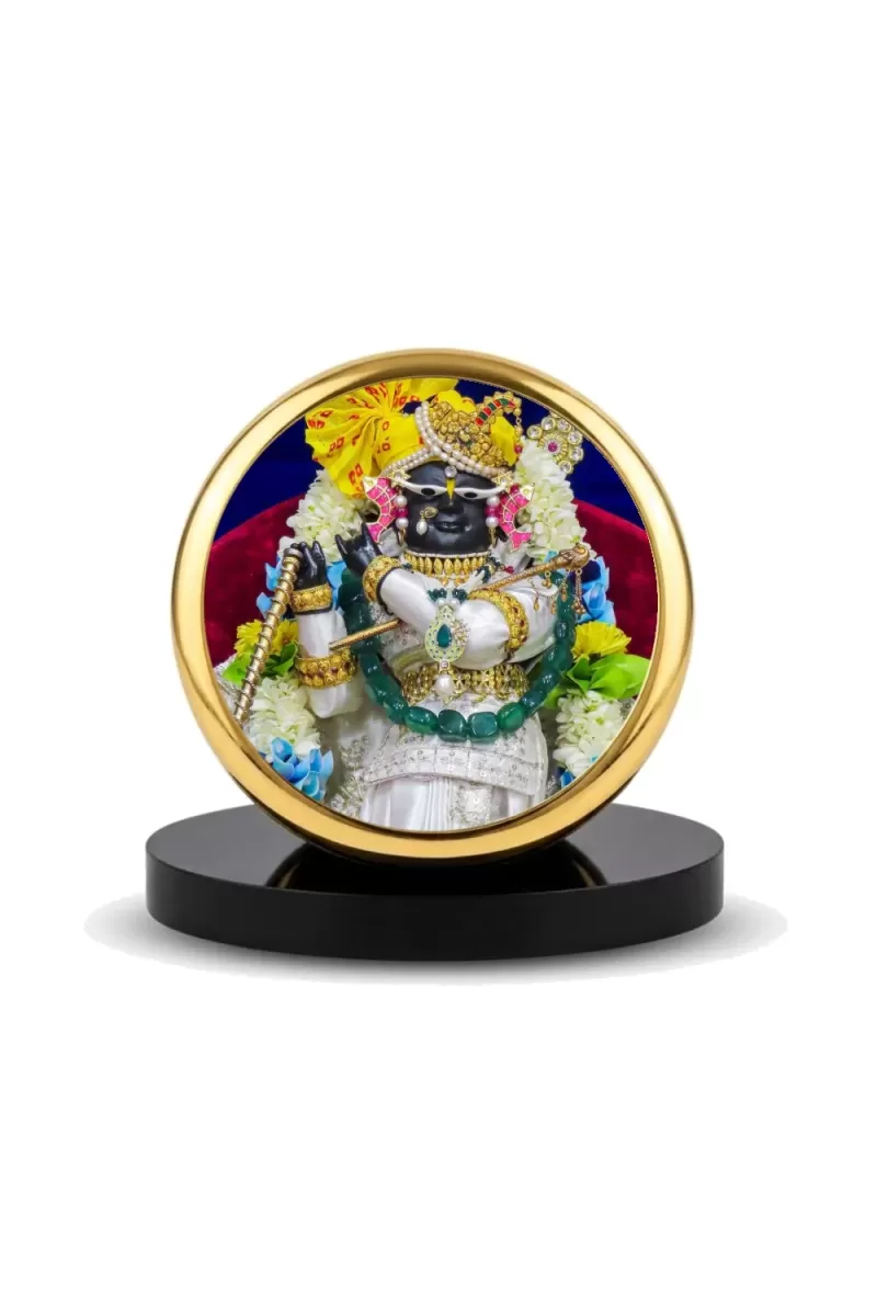 Car Dashboard/Table Top  Radha Raman Lal Metal Golden Photo Stand Ã¢â‚¬â€œ 2x2 Inches, Compact & Stylish Spiritual Display For Car, Home & Office (Pack Of 1) (F24543)
