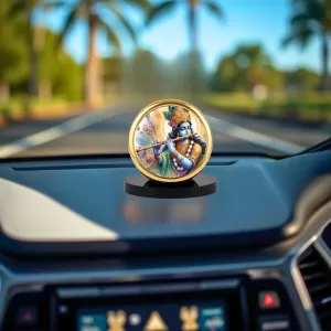 Car Dashboard/Table Top Lord Krishna Metal Golden Photo Stand Ã¢â‚¬â€œ 2x2 Inches, Compact & Stylish Spiritual Display For Car, Home & Office (Pack Of 1) (F24572)