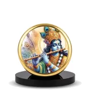 Car Dashboard/Table Top Lord Krishna Metal Golden Photo Stand – 2x2 Inches, Compact & Stylish Spiritual Display For Car, Home & Office (Pack Of 1) (F24572) Car Dashboard/Table Top Lord Krishna Metal Golden Photo Stand – 2x2 Inches, Compact & Stylish Spiritual Display For Car, Home & Office (Pack Of 1) (F24572)