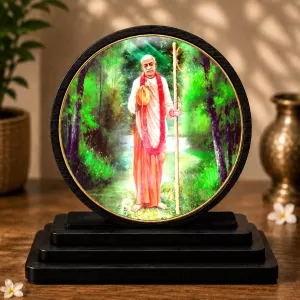 Premium Wooden  Swami Prabhupada Showpiece For Car Dashboard & Office Table | 4 X 4.5 Inch Sublimation Printed Decorative Stand | 4 Mm MDF | Home Decor | Made In India (F33756)