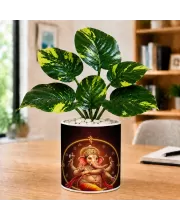 Artificial Tree Ceramic Photo Pot With White Stones 3x4 Inch (F164469)