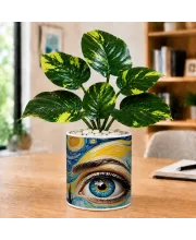 Artificial Tree Ceramic Photo Pot With White Stones 3x4 Inch (F164470)