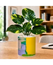 Artificial Tree Ceramic Photo Pot With White Stones 3x4 Inch (F164474)