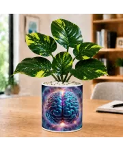 Artificial Tree Ceramic Photo Pot With White Stones 3x4 Inch (F164478)