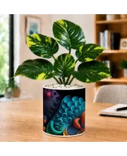 Artificial Tree Ceramic Photo Pot With White Stones 3x4 Inch (F164479)