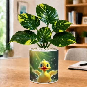 Artificial Tree Ceramic Photo Pot With White Stones 3x4 Inch (F164482)