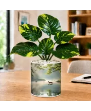 Artificial Tree Ceramic Photo Pot With White Stones 3x4 Inch (F164483)