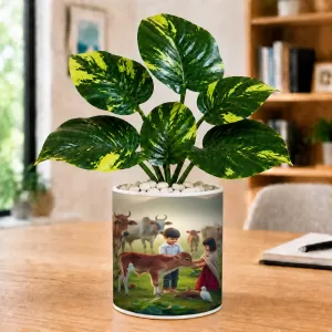 Artificial Tree Ceramic Photo Pot With White Stones 3x4 Inch (F164738) Artificial Tree Ceramic Photo Pot With White Stones 3x4 Inch (F164738)